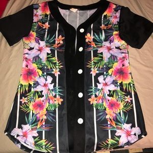 Floral baseball shirt